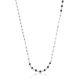 LONG NECKLACE WITH SQUARE AND FACETED BLACK CRYSTAL