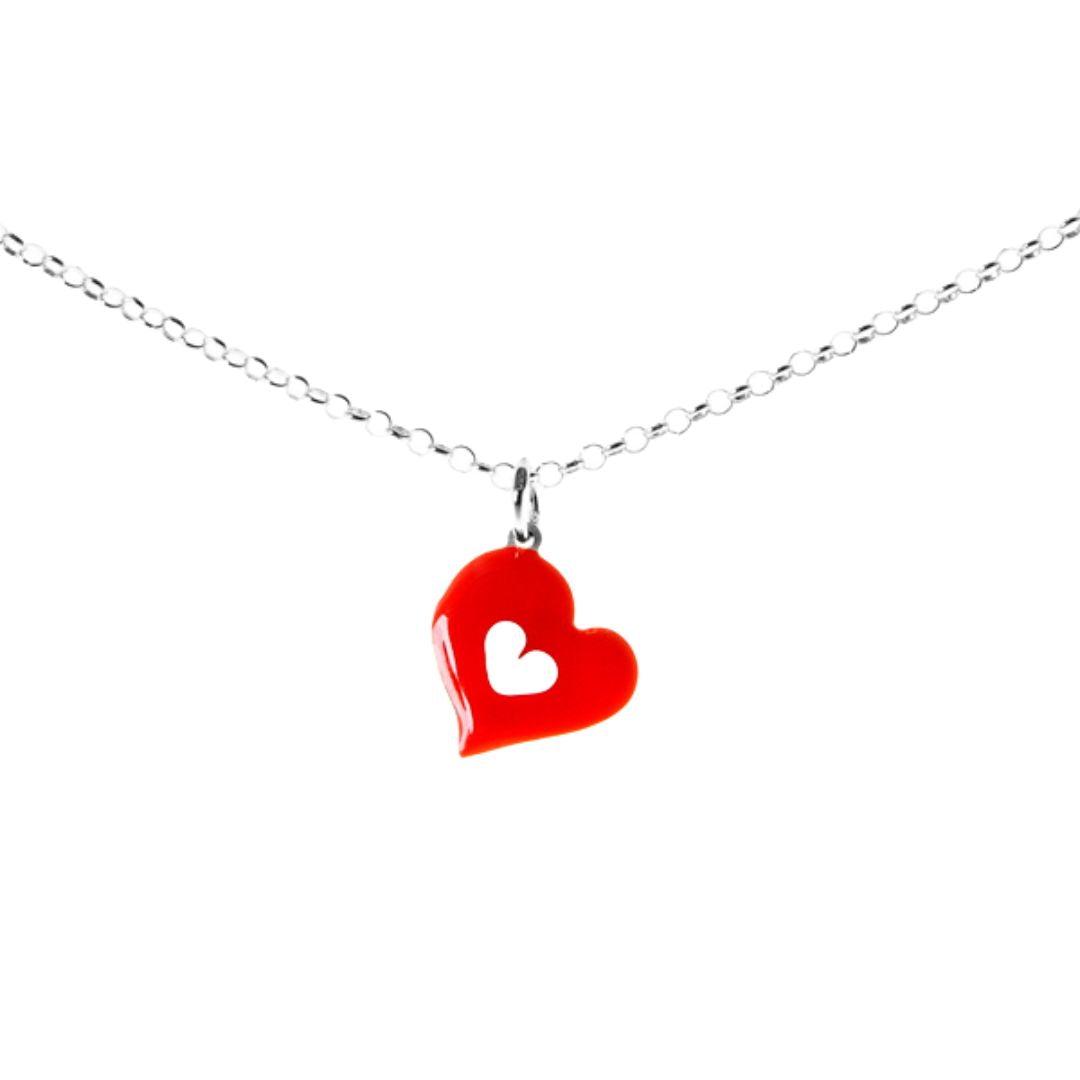 COLGANTE KIDS CORAZON PLATA Y ESMALTE