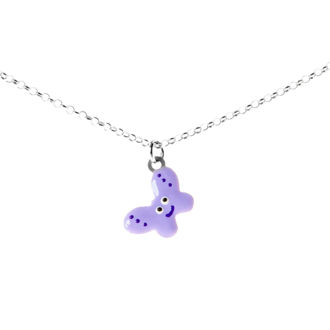 COLGANTE KIDS MARIPOSA PLATA Y ESMALTE