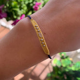 BRACELET LOOM JAUNE AVEC FEUILLE D'ARGENT