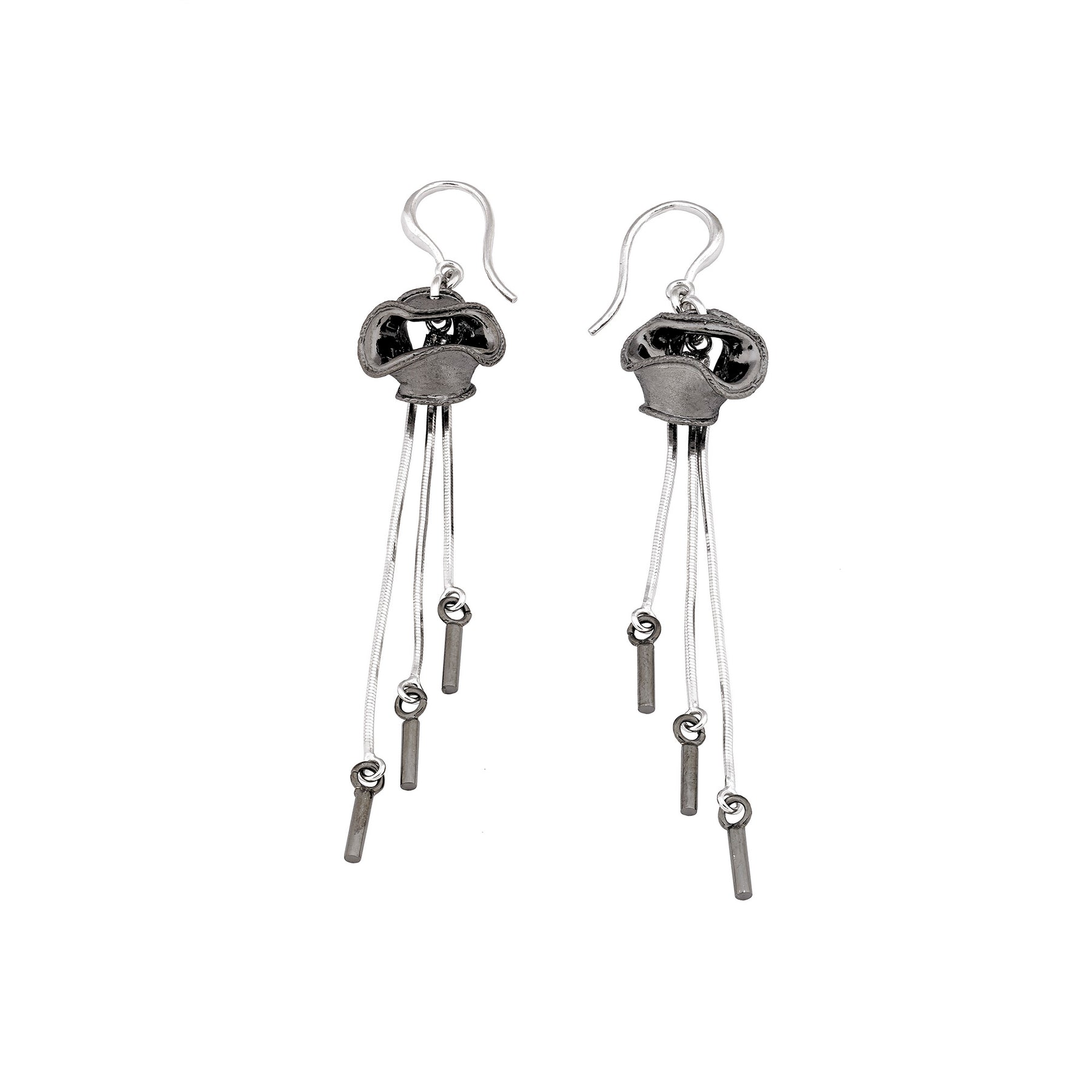 PENDIENTES LARGOS PLATA Y RUTENIO