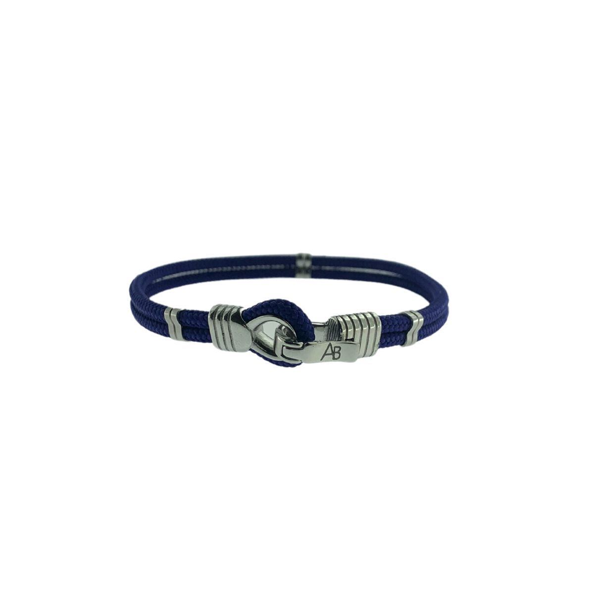 PULSERA CORDÓN AZUL ELÉCTRICO Y PIEZAS DE ACERO