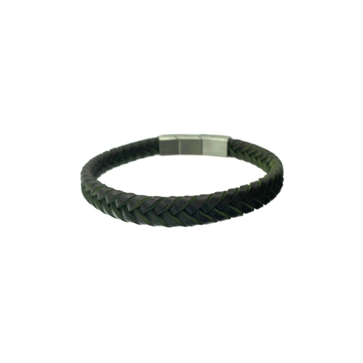 BROWN AND GREEN TWO-TONE LEATHER BRACELET