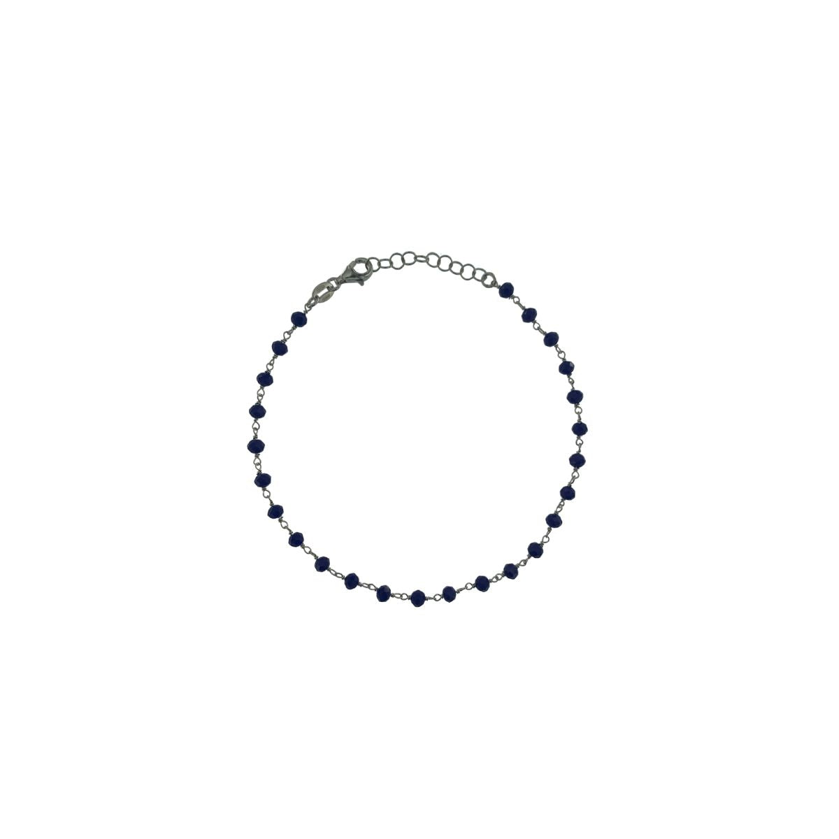 TOBILLERA INFANTIL PLATA CON BOLITAS AZULES