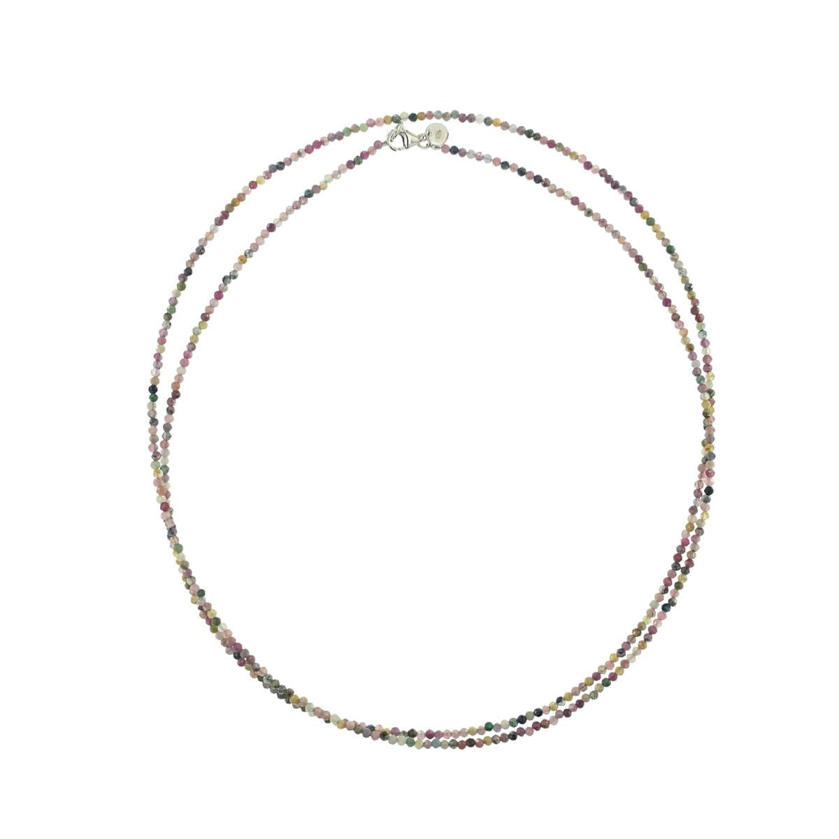 LONG MIX TOURMALINE NECKLACE WITH SILVER CLASP