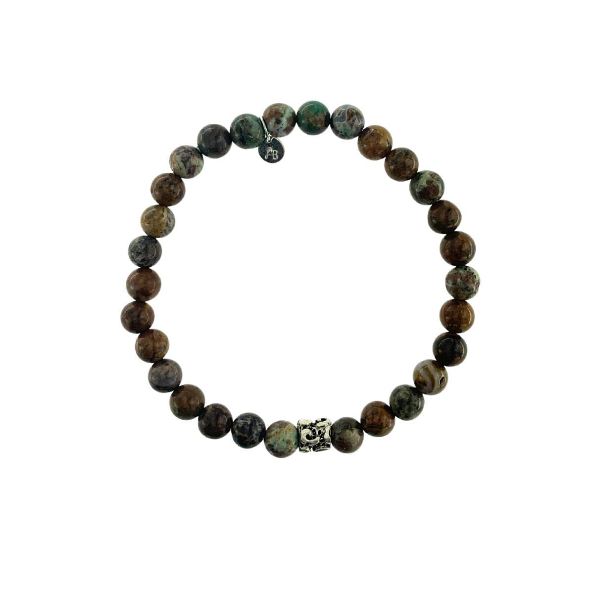 BRACELET ÉLASTIQUE PIETERSITE ET PIÈCE EN ARGENT