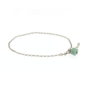 SILVER ANKLET WITH CHALCEDONY CUBE