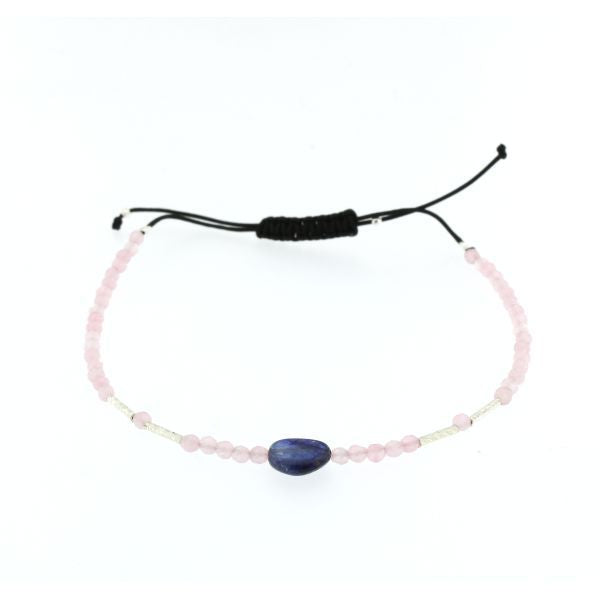BRAÇALET DE QUARS ROSA AMB SAFIR BLAU