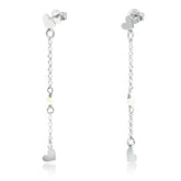 LONGUES BOUCLES D'OREILLES COEUR ET PERLES