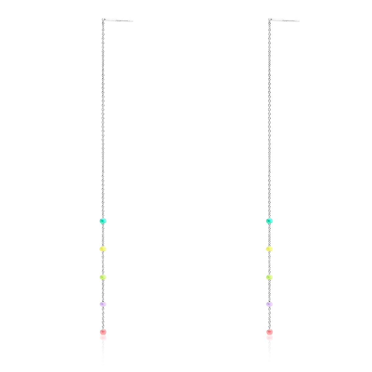 PENDIENTES LARGOS 5 BOLITAS ESMALTE CLARO