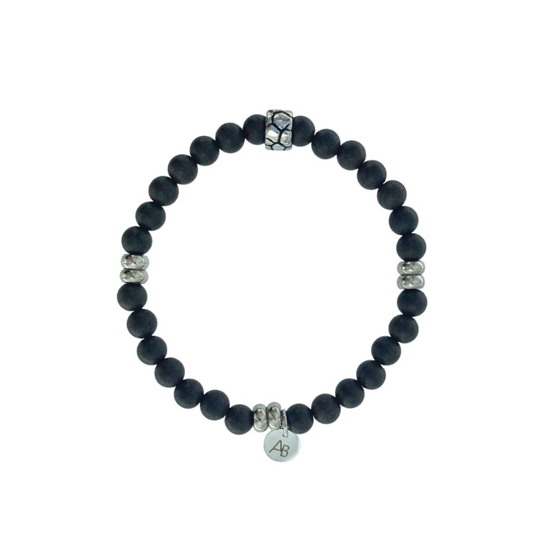 BLACK WOOD AND STEEL BRACELET