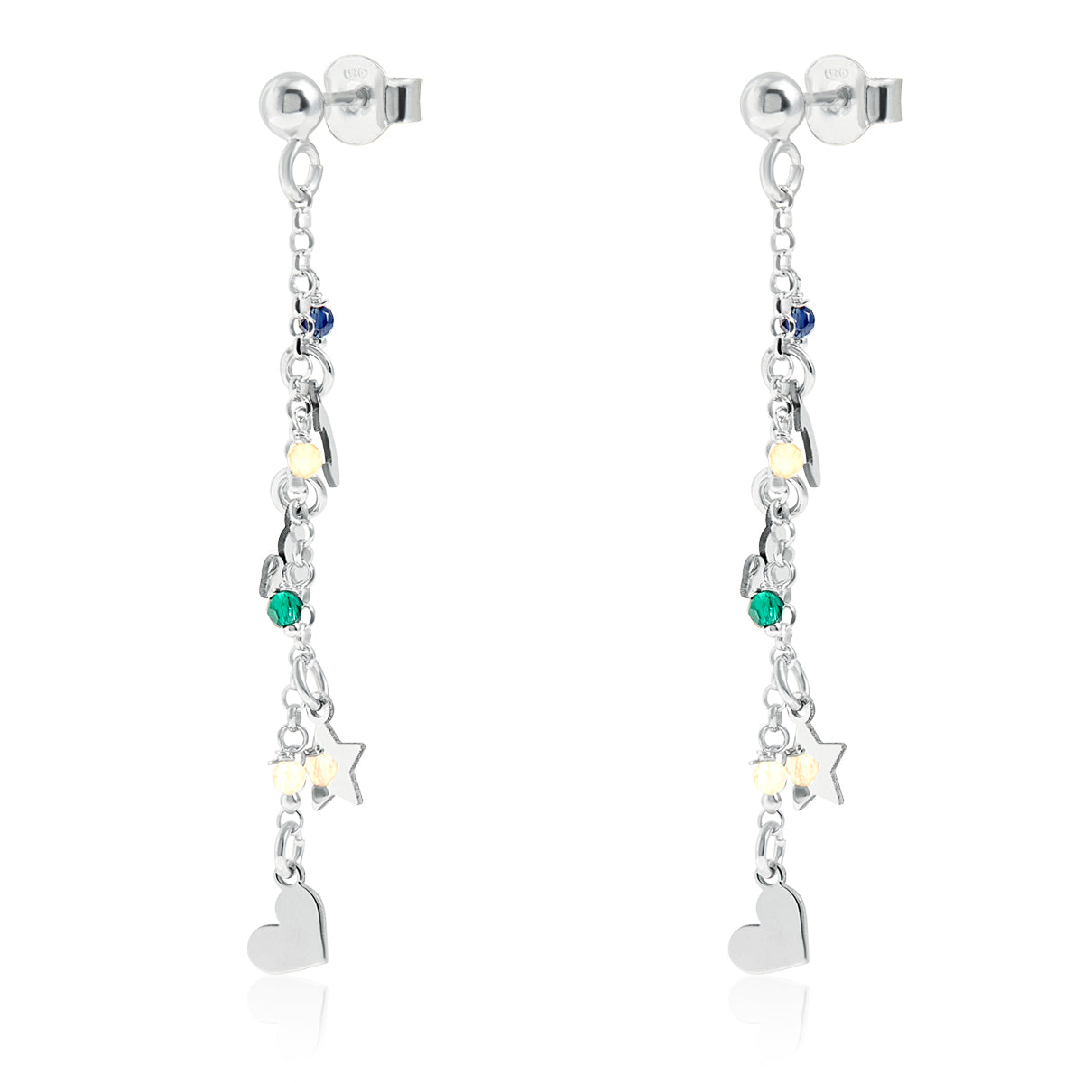 PENDIENTES LARGOS MINI CHARMS Y BOLITAS