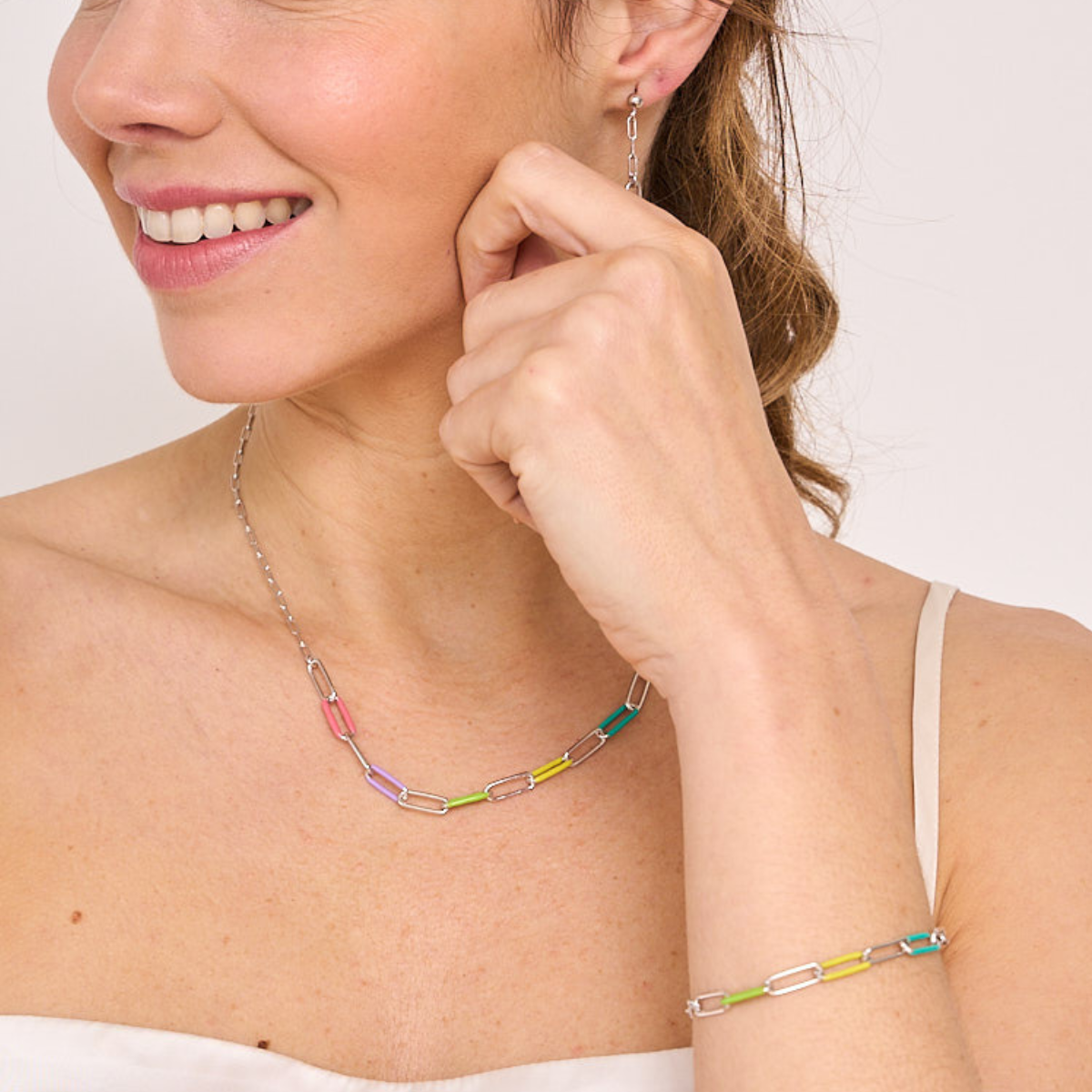 LINK CHAIN NECKLACE BRIGHT COLOURS