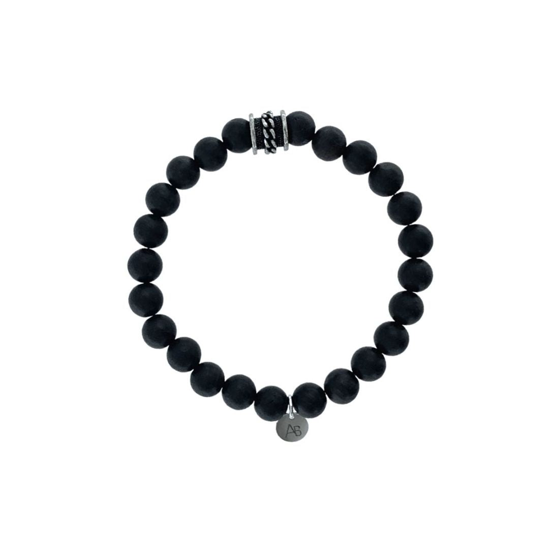 BRACELET BOIS FONCÉ ET ACIER