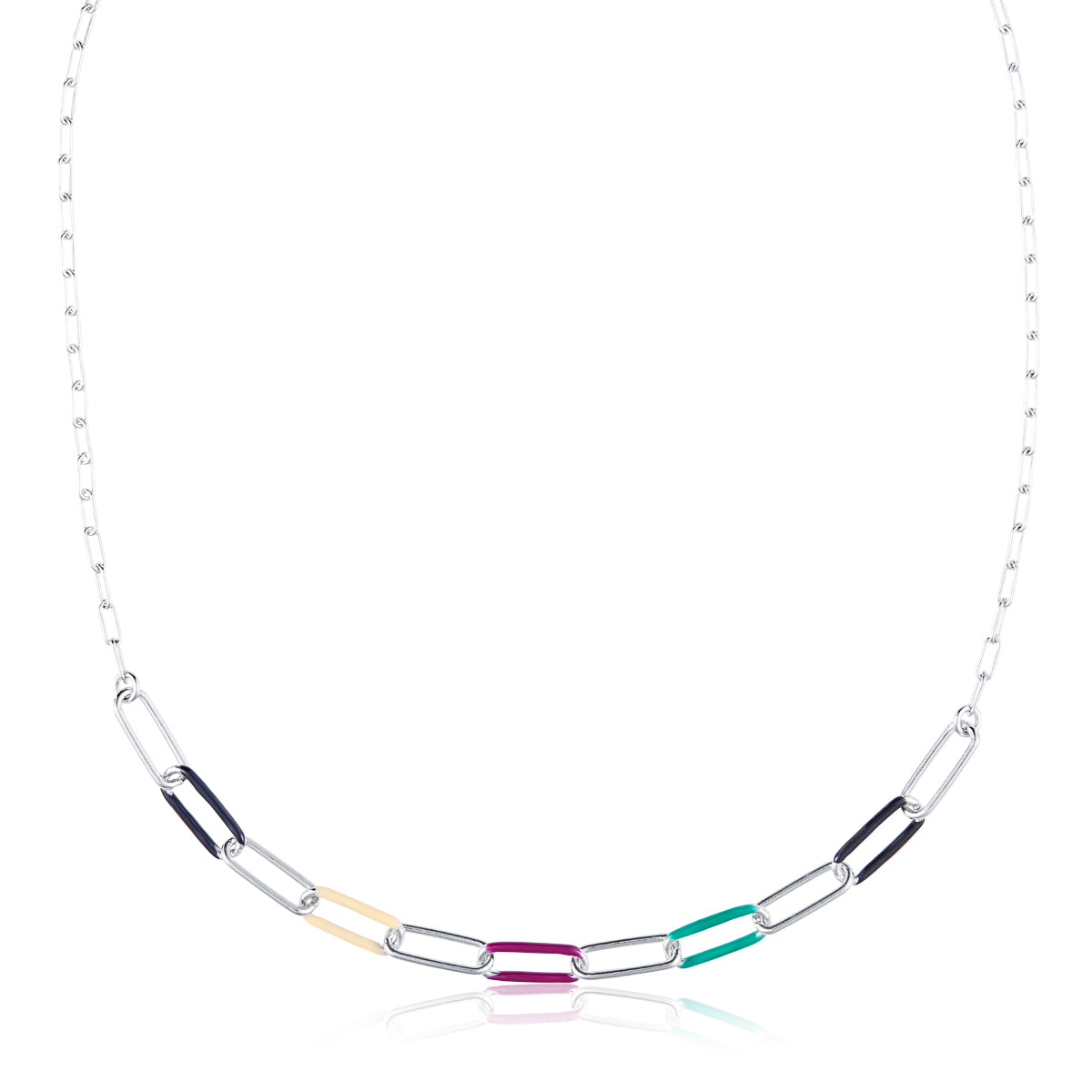 ENAMEL LINK NECKLACE DARK COLOURS