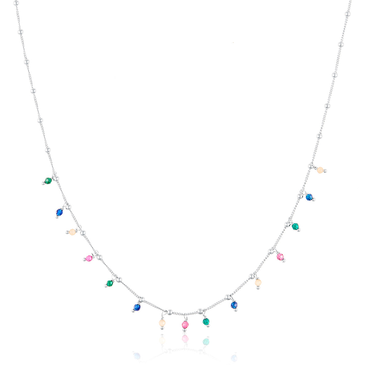 MULTI-COLOURED MINI STONE CHARMS NECKLACE