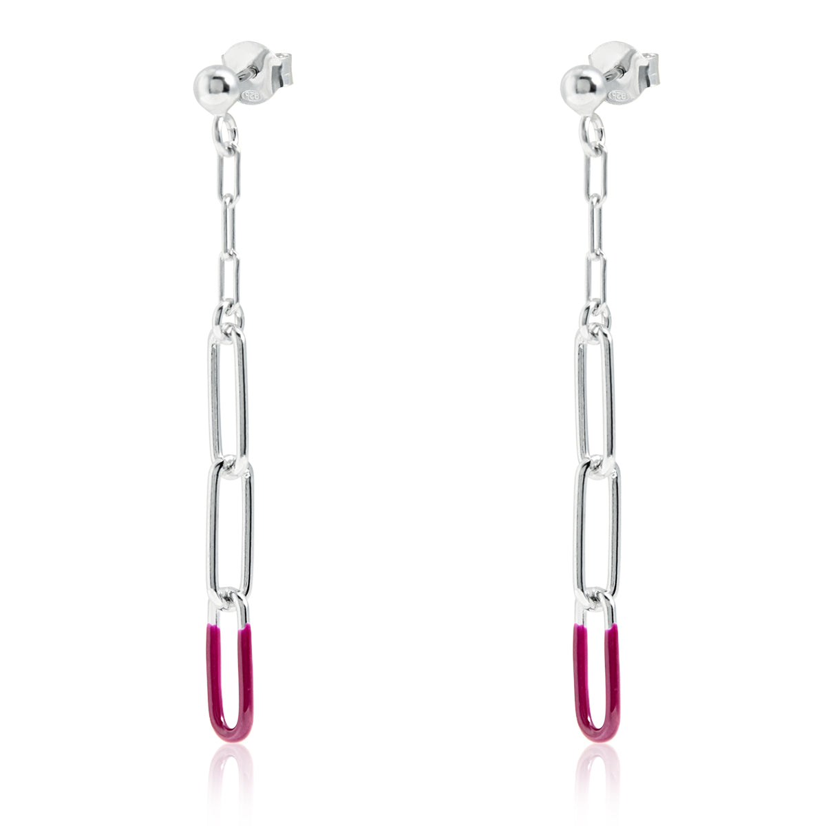 PENDIENTES ESLABONES ESMALTE MORADO