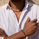 COLLIER BOULES PIERRES BLEUES