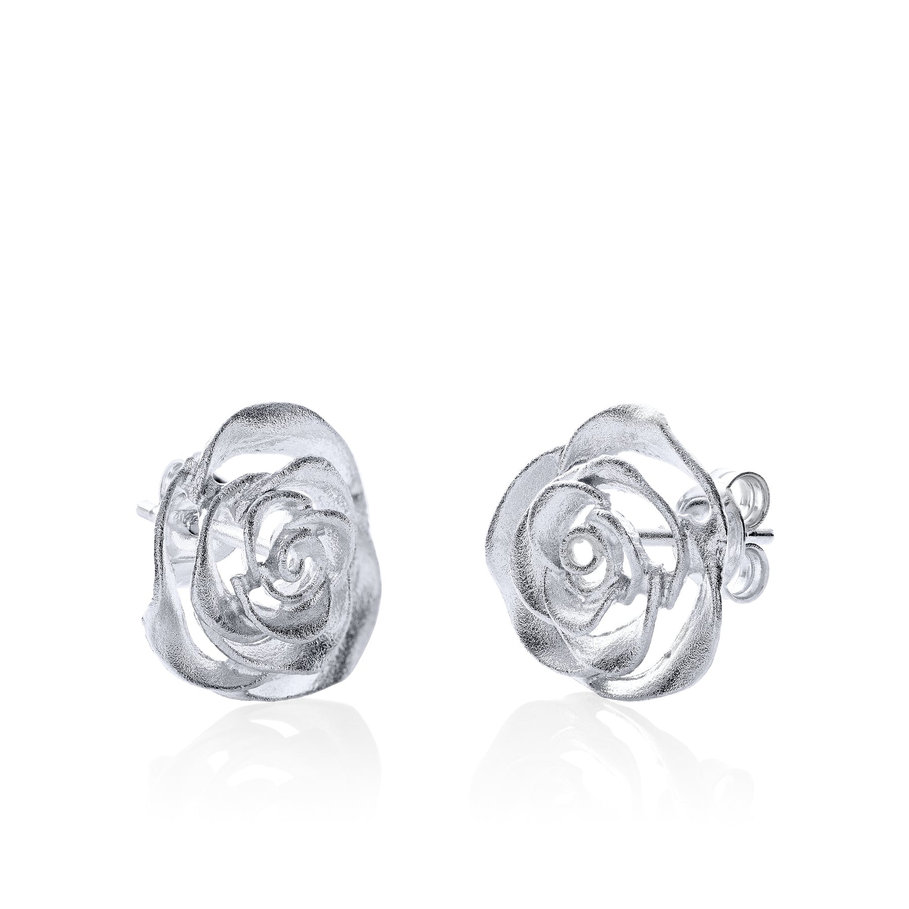 PETITES BOUCLES D'OREILLES ROSE ARGENT MAT