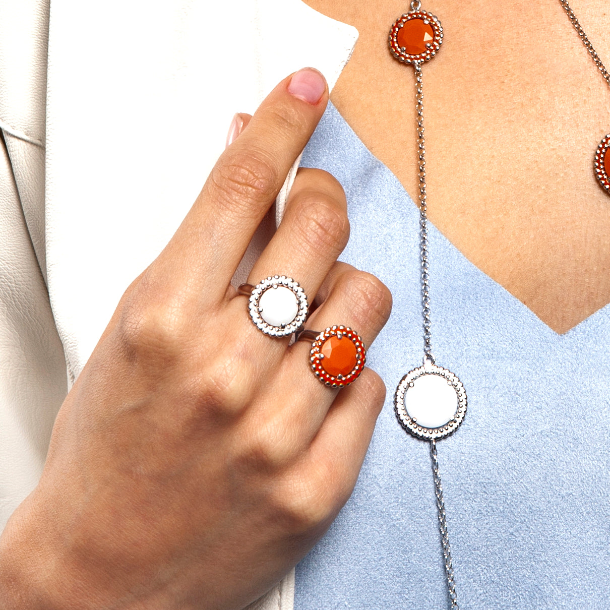 SMALL KARAMEL CRYSTAL CORAL RING