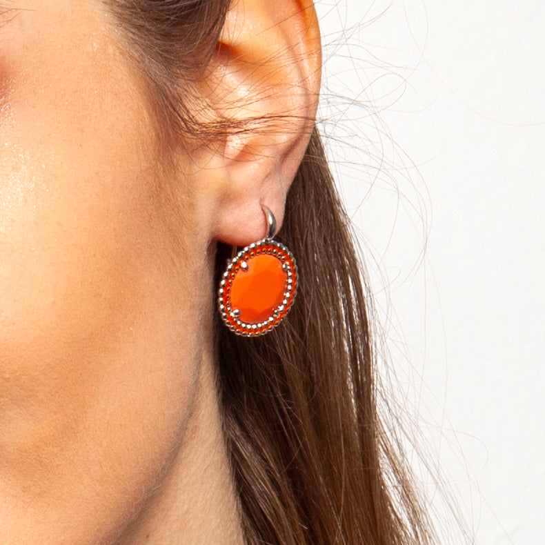 PENDIENTES KARAMEL GANCHO CRISTAL CORAL