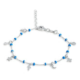 PULSERA CHARMS Y BOLITAS ESMALTE CELESTE