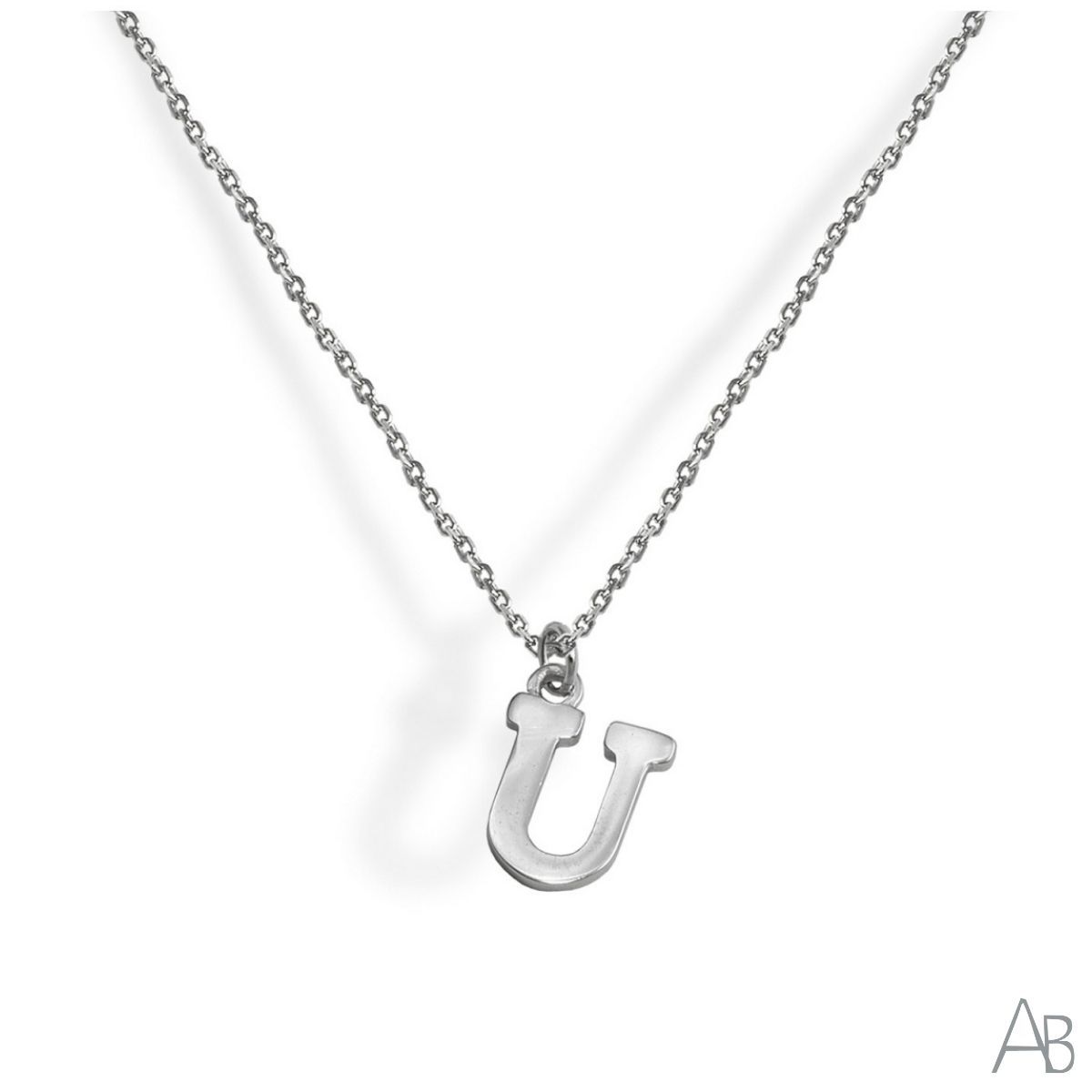 SILVER LETTER U NECKLACE