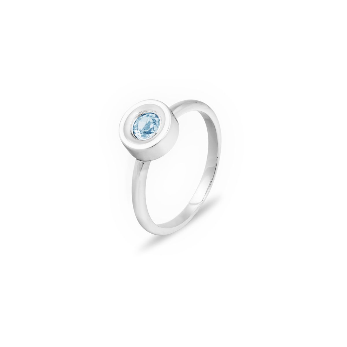 SILVER AND NATURAL BLUE TOPAZ RING