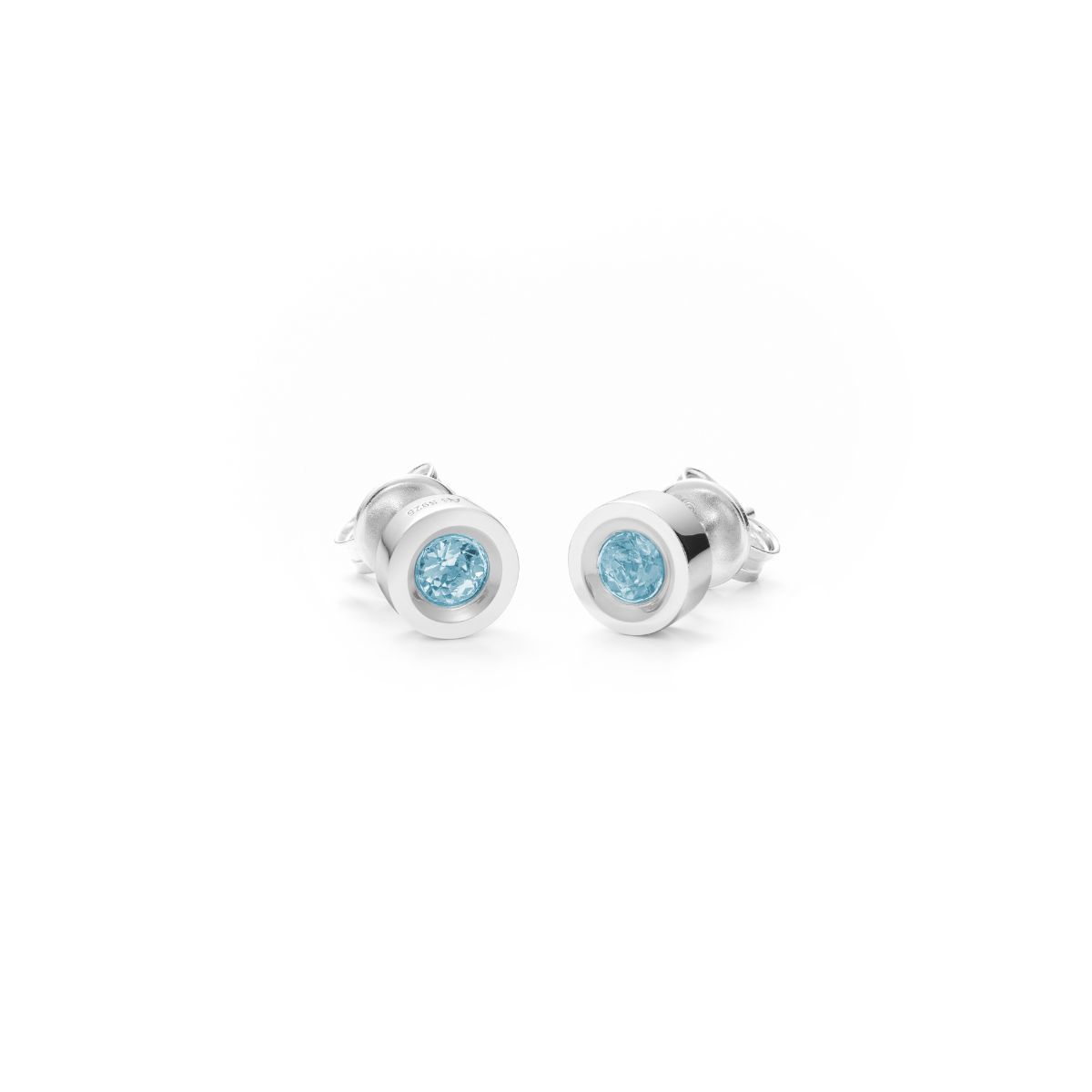 SMALL SILVER AND NATURAL BLUE TOPAZ EARRINGS