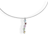 PENDENTIF EN ARGENT ET 5 PIERRES NATURELLES