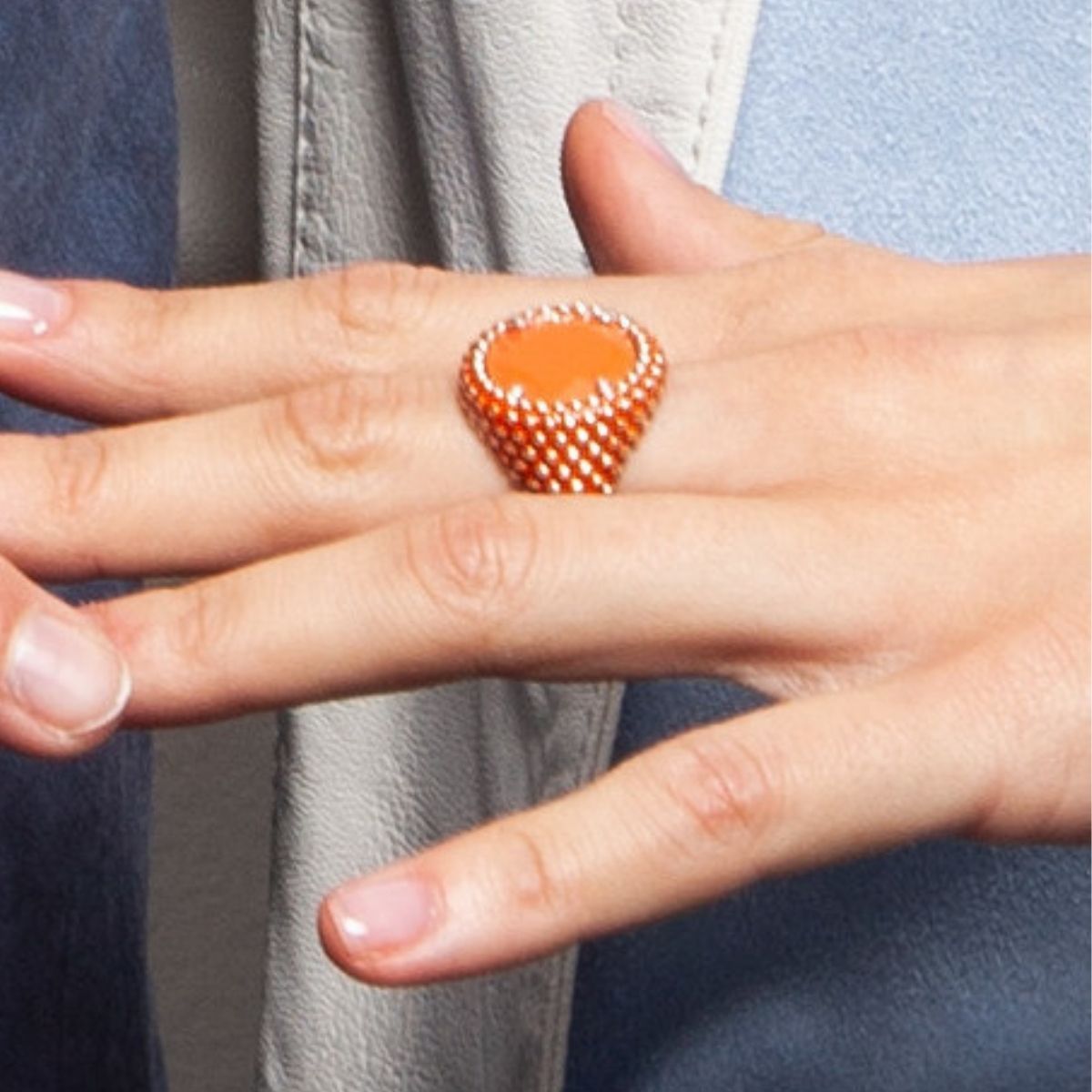 ANELL KARAMEL CRISTALL CORALL