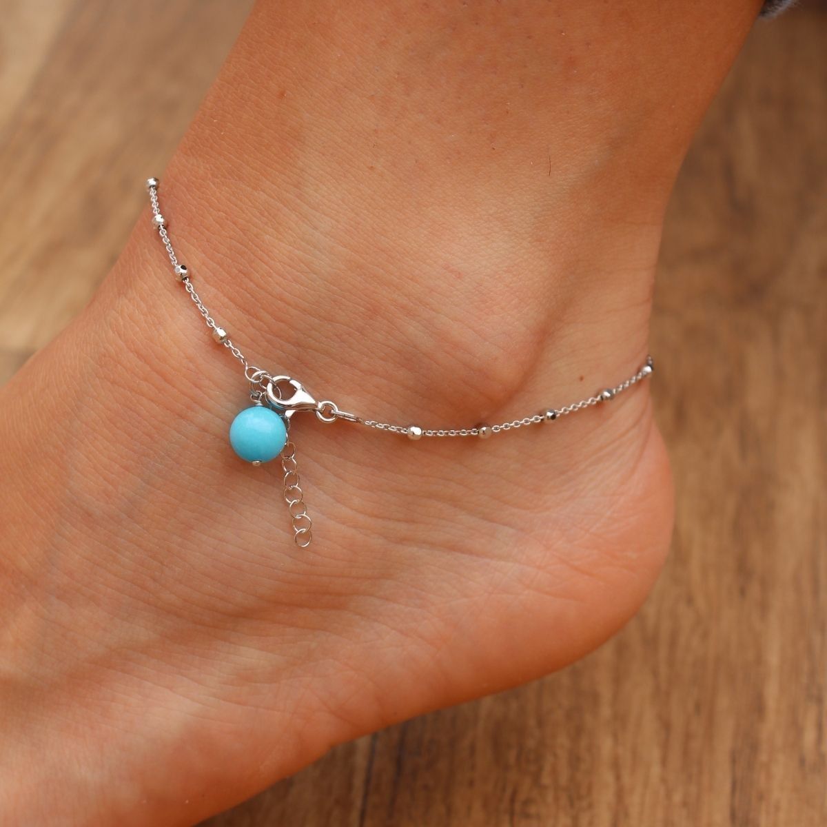 TURQUOISE BALL SILVER ANKLET