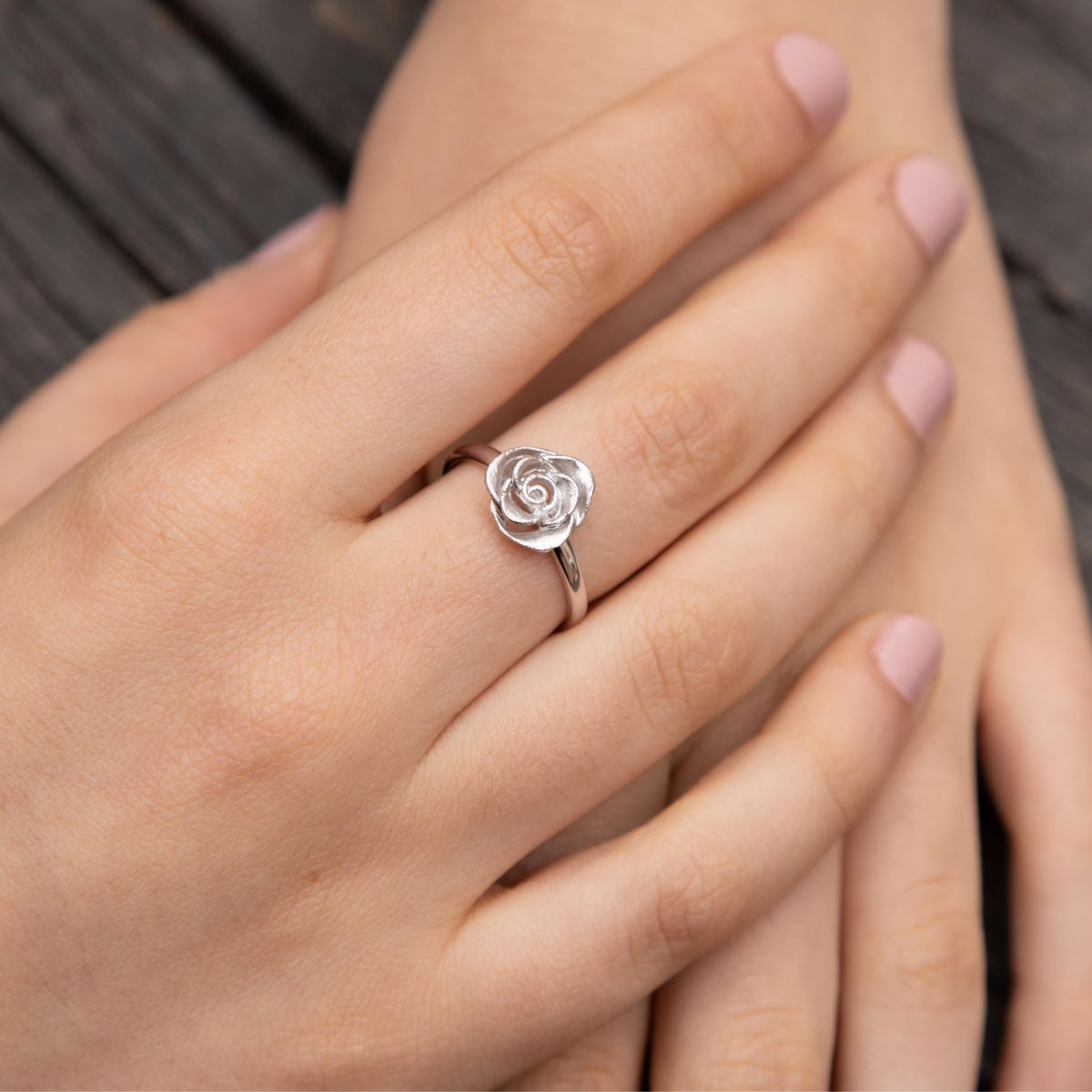 SILVER MINI ROSE RING