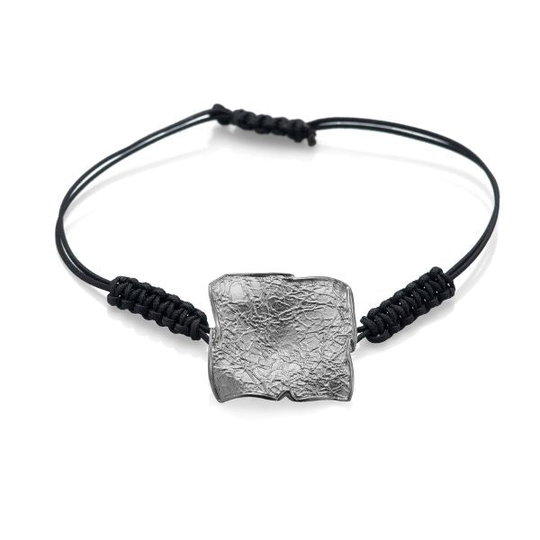 PULSERA CUADRADO RODIO NEGRO MACRAME