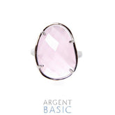 ANILLO IRREGULAR COLORS PLATA Y CRISTAL ROSA