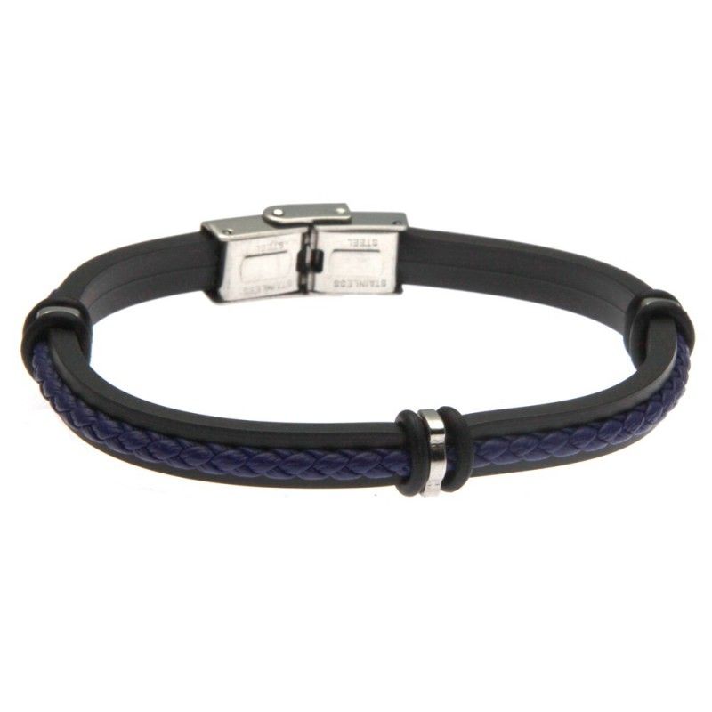 RUBBER BRACELET AND BLUE BRAIDED CORD
