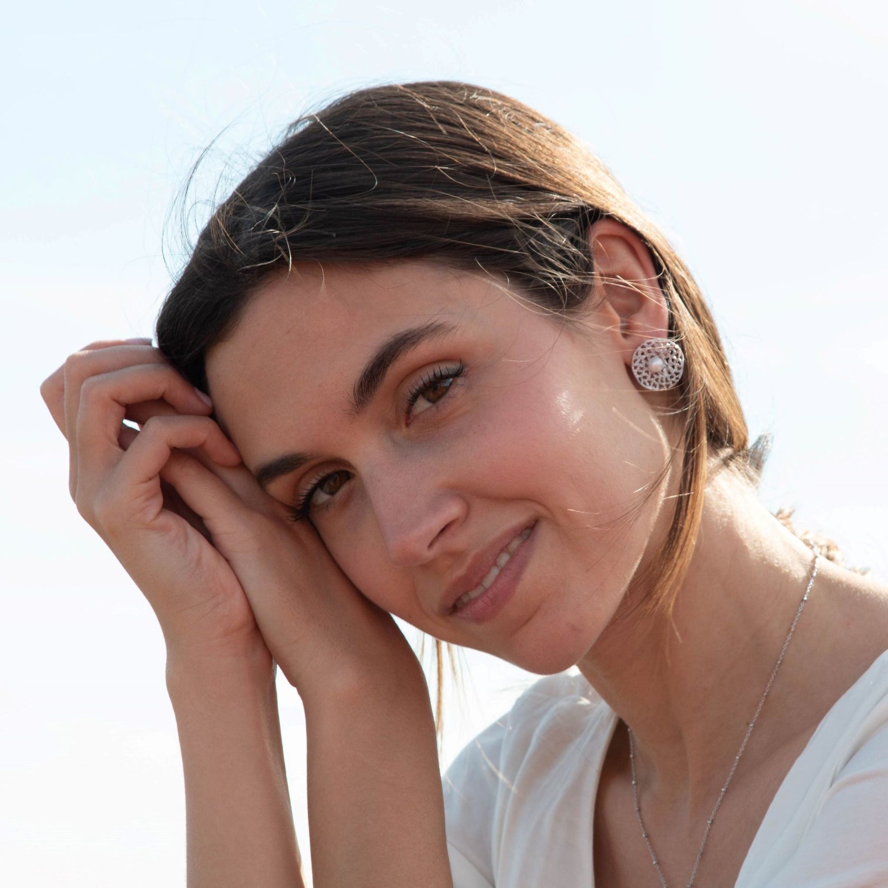 PENDIENTES FEDRA CON PERLA