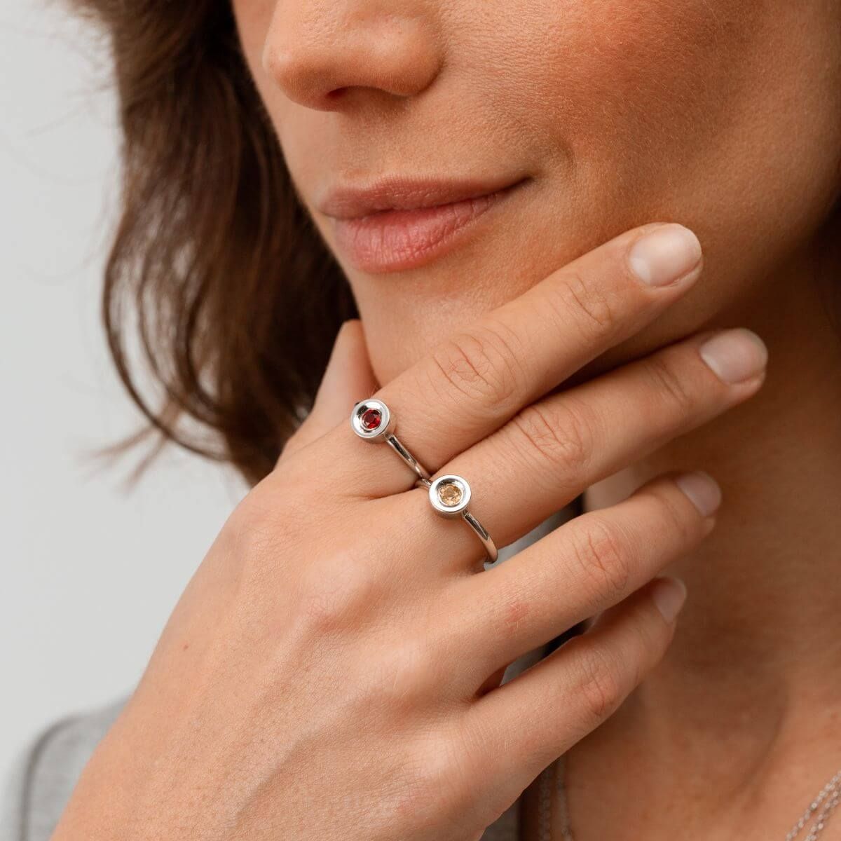 BAGUE ARGENT ET GRENAT NATUREL