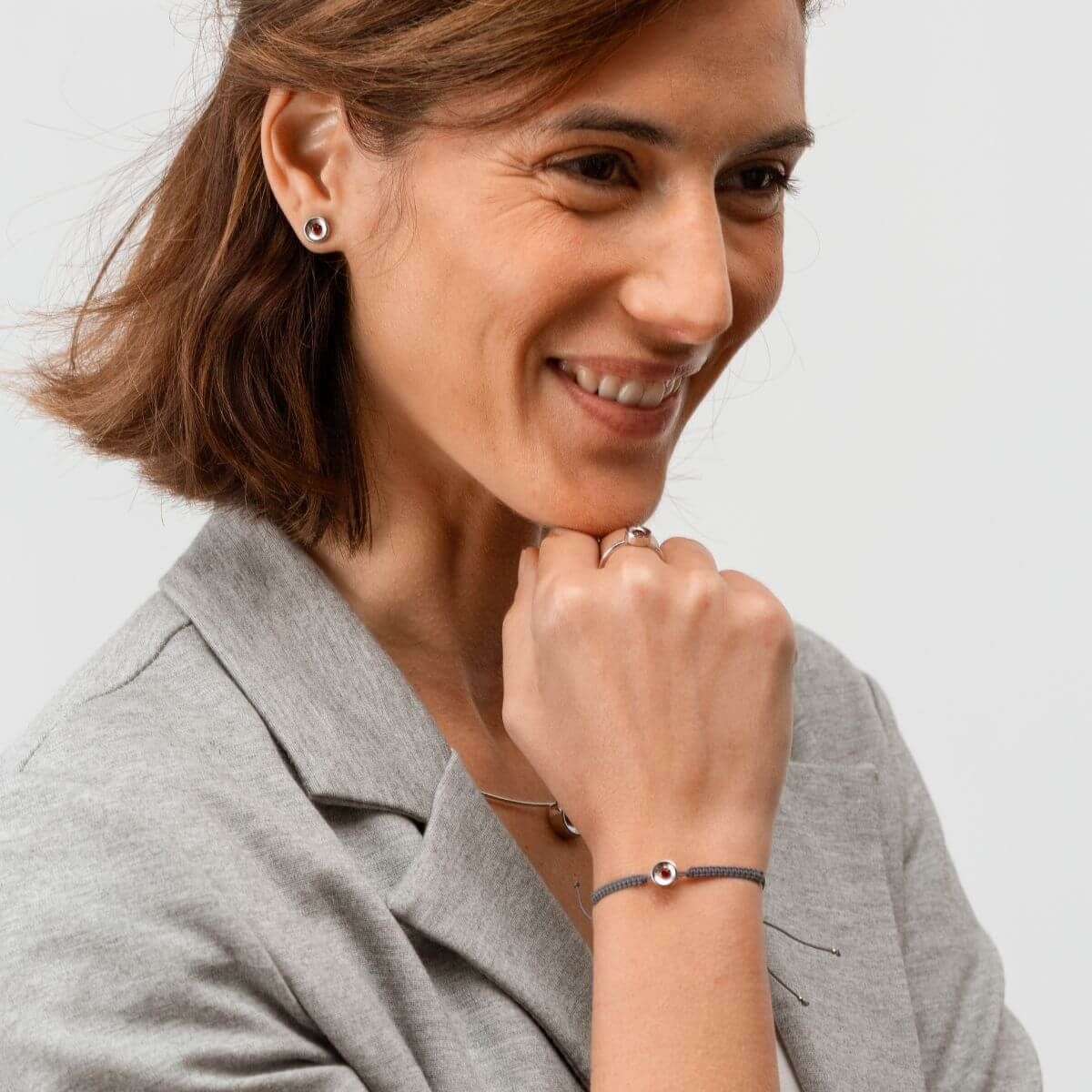 ARRACADES DE PLATA I GRANAT NATURAL