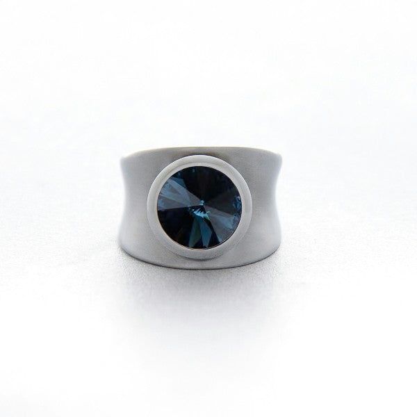BAGUE EN ACIER CONCAVE SWAROVSKI MONTANA