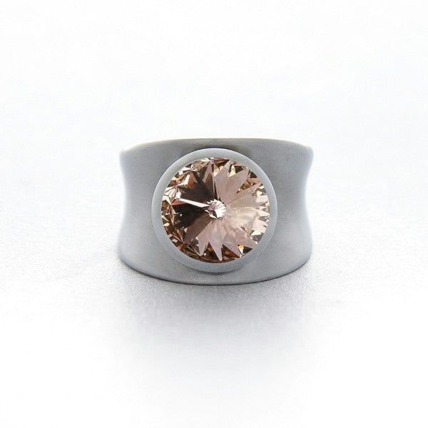 BAGUE EN ACIER SWAROVSKI LIGHT PEACH CONCAVE
