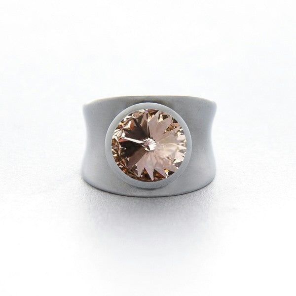 ANILLO ACERO CÓNCAVO SWAROVSKI LIGHT PEACH