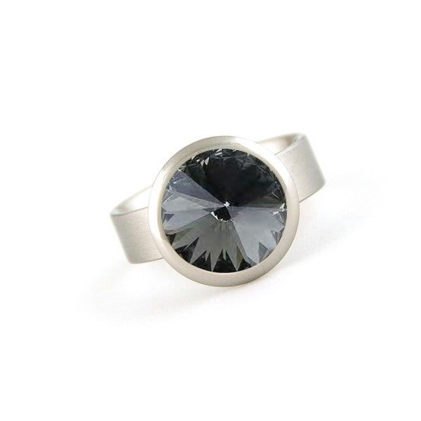 BAGUE EN ACIER AVEC DIAMANT NOIR SWAROVSKI 11mm