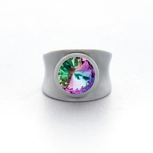 BAGUE EN ACIER SWAROVSKI VL CONCAVE