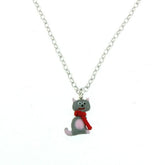 COLLIER ENFANT CHAT EN ARGENT ET ÉMAIL