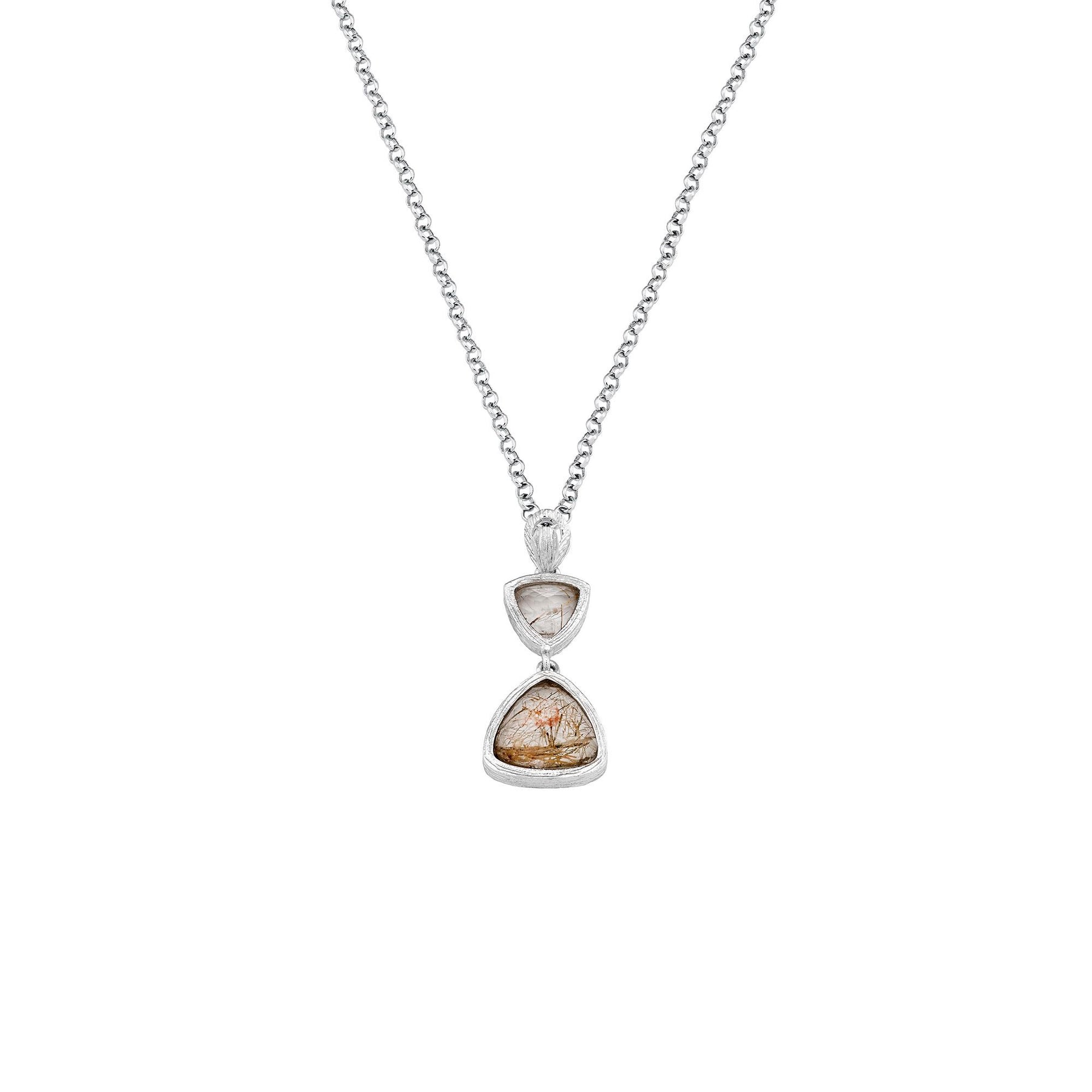 COLGANTE DOBLE PLATA Y CUARZO RUTILADO