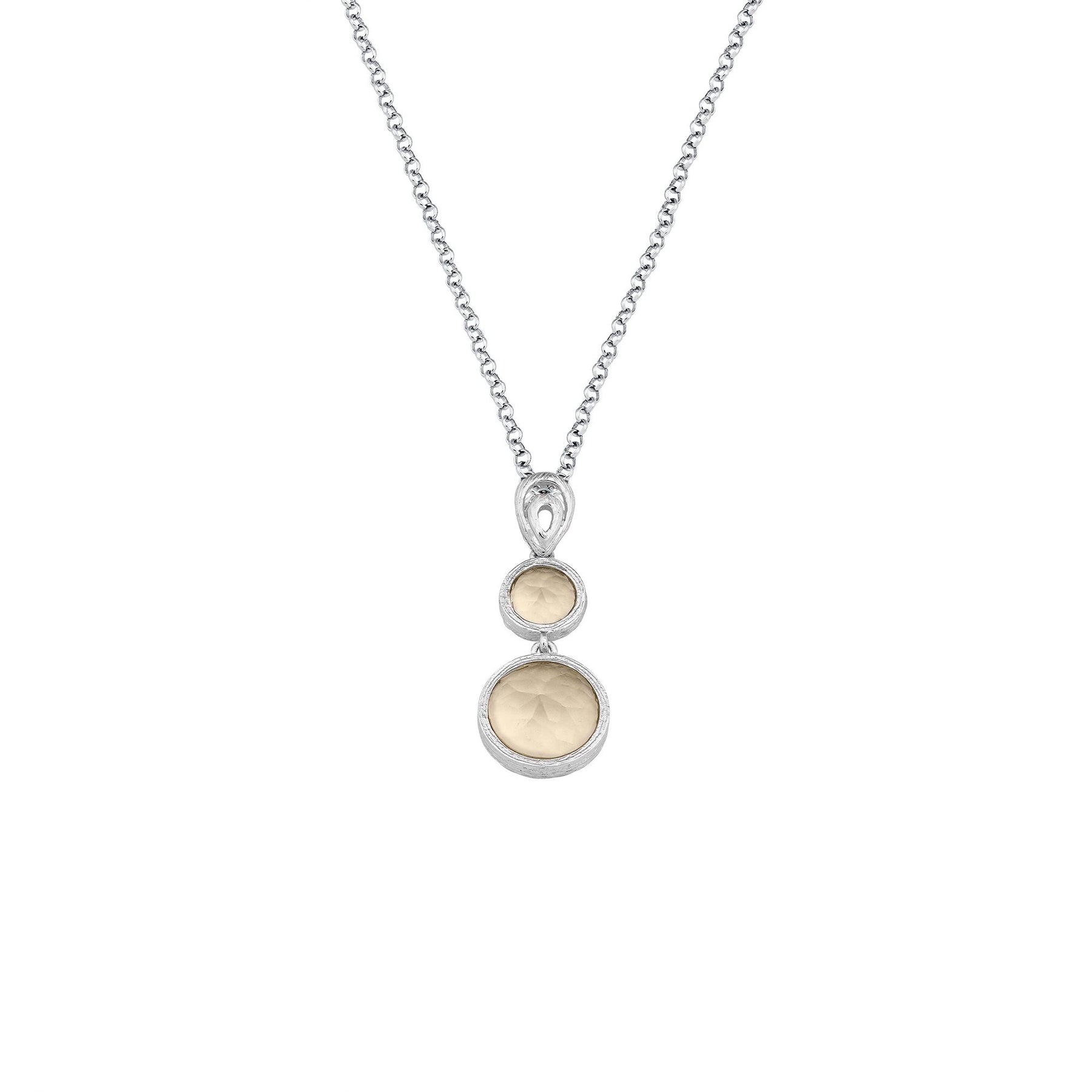 COLGANTE DOBLE PLATA Y CUARZO LIMON