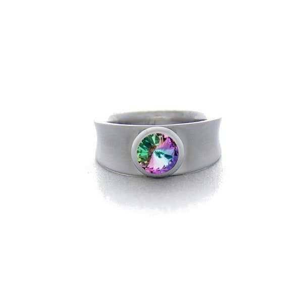 BAGUE VL ÉTROITE EN ACIER ET CRISTAL