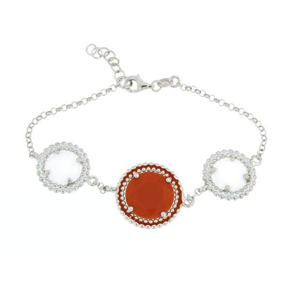 PULSERA KARAMEL CRISTAL CORAL - BLANCO