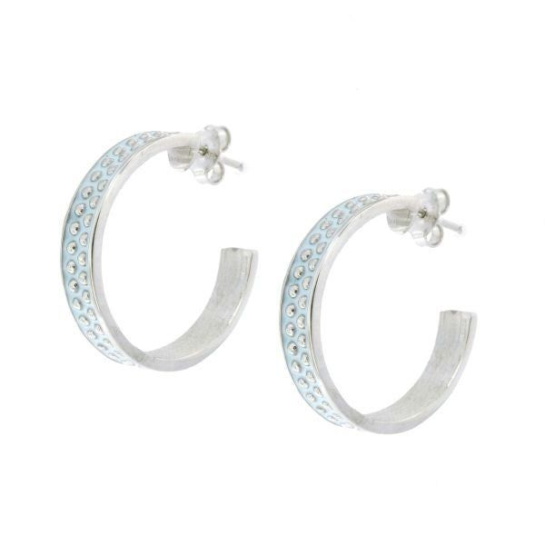 BLUE ENAMELLED KARAMEL HOOP EARRINGS
